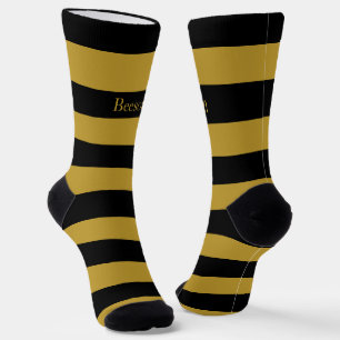 Schwarze Streifen Monogram Crew Socken
