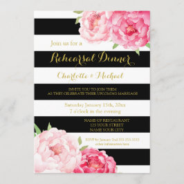 Schwarze Streifen Rosa Probe Abendessen Party Einladung