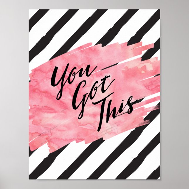 Schwarze Streifen rosa WasserfarbeSie Got Poster (Vorne)