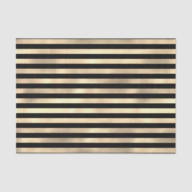 Schwarze Streifen Texturierte irisierende Gold Hin Seidenpapier (Vorderseite)