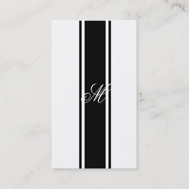Schwarze Streifen und Monogramm Visitenkarte (Vorderseite)
