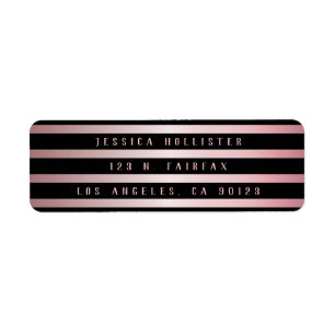 Schwarze Streifen und Rose Gold RÜCKSENDEADRESSE