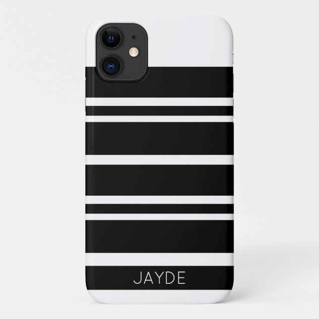 Schwarze Streifen und weißes Handy Case-Mate iPhone Hülle (Rückseite)
