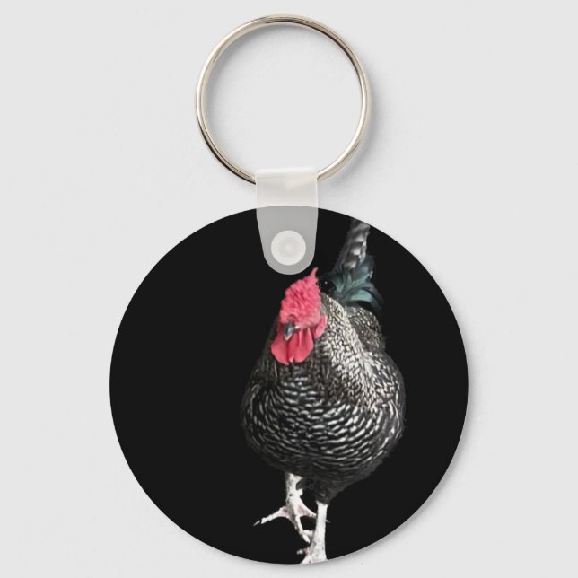 Schwarze Strutcockerel Nr. 3 Schlüsselanhänger (Vorderseite)
