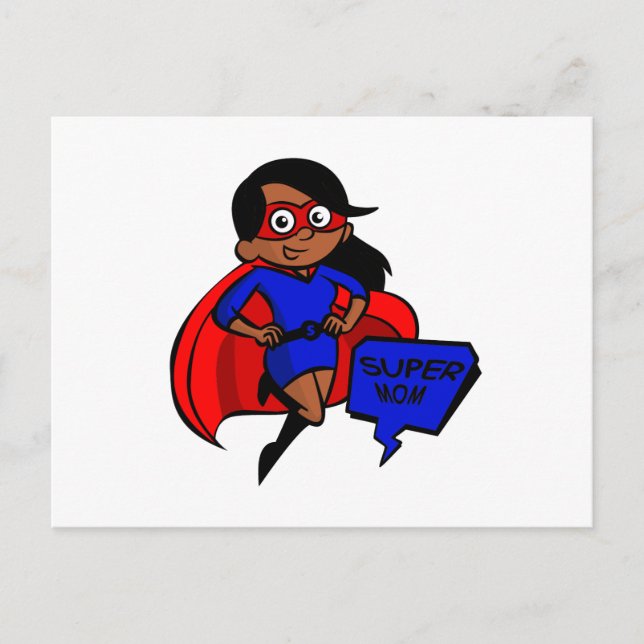 schwarze Supermom Postkarte (Vorderseite)