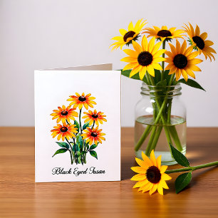 Schwarze Susanne Blumen Leer Notizkarte