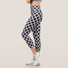 Schwarze symmetrische Diamanten mit glänzenden Rah Capri Leggings