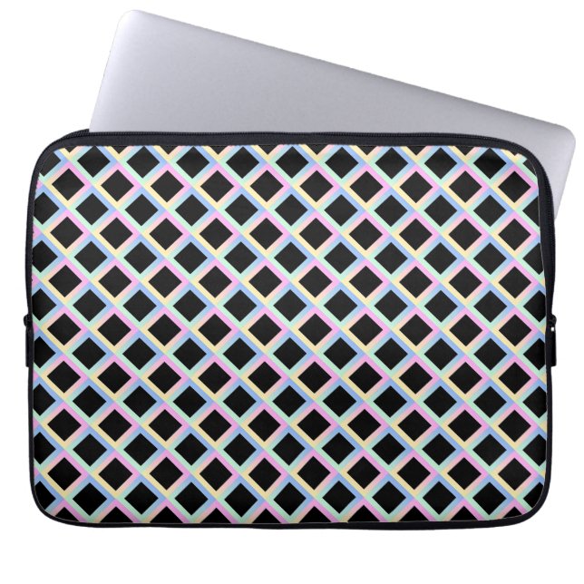 Schwarze symmetrische Diamanten mit glänzenden Rah Laptopschutzhülle (Vorderseite)