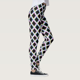 Schwarze symmetrische Diamanten mit glänzenden Rah Leggings