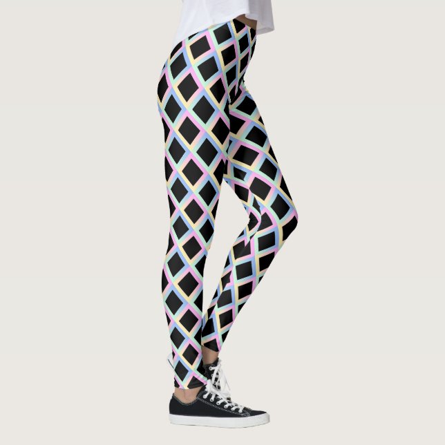 Schwarze symmetrische Diamanten mit glänzenden Rah Leggings (Rechts)