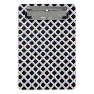 Schwarze symmetrische Diamanten mit glänzenden Rah Mini Klemmbrett