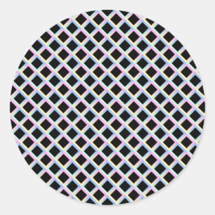 Schwarze symmetrische Diamanten mit glänzenden Rah Runder Aufkleber
