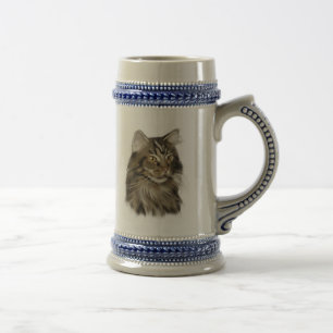 Schwarze Tabby-Maine-Waschbär-Katze Bierglas