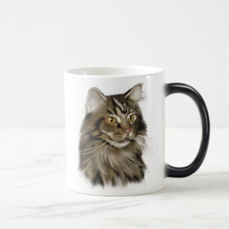 Schwarze Tabby-Maine-Waschbär-Katze Verwandlungstasse