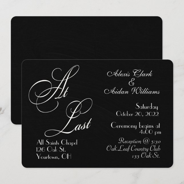 Schwarze Tafel Hochzeit laden Einladung (Vorne/Hinten)