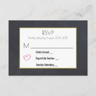 Schwarze Tafel mit rosa Herz-UAWG RSVP Karte