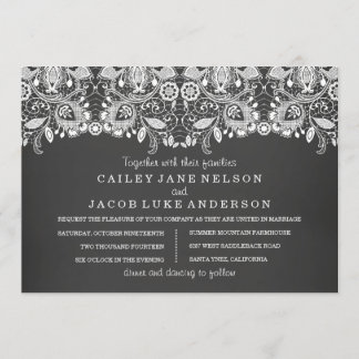 Schwarze Tafel & Spitze Hochzeitseinladung Einladung