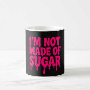 Schwarze Tasse mit Neon-Pink-Tropfen-Zitat - Anpas
