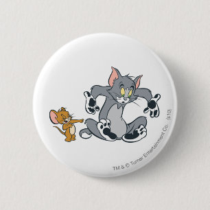 Schwarze Tatzen-Katze Toms und Jerry Button