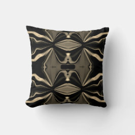 Schwarze Taupe Beige Mediterrane Kunst Blumenmosai Kissen