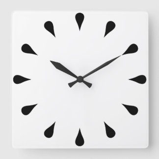 Schwarze Teardrops Quadratische Wanduhr