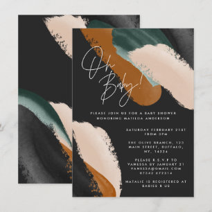 Schwarze Terracotta, abstrakte Aquarelltuch Einladung