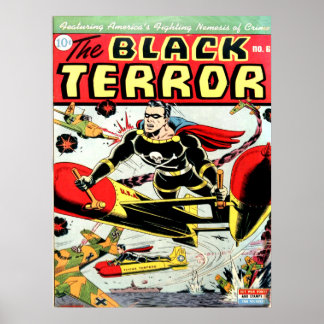SCHWARZE TERROR Cooles Vintages Comic Buchabdeckun Poster