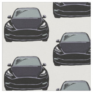 Schwarze Tesla Modell Y Handgezeichnete Skizze Stoff