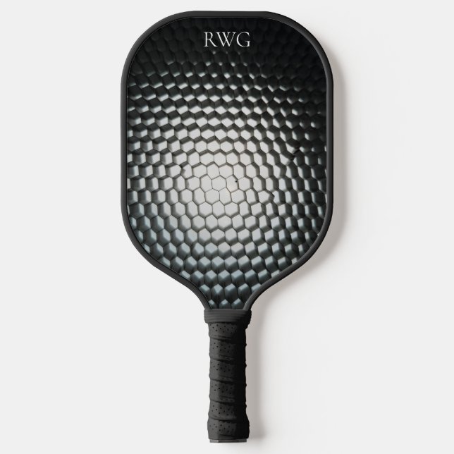 Schwarze Textur Design Monogram Pickleball Paddel Pickleball Schläger (Vorderseite)