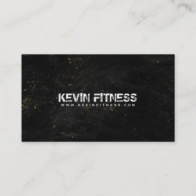 Schwarze Textur Gold Glitzern Fitness Design Visitenkarte (Vorderseite)