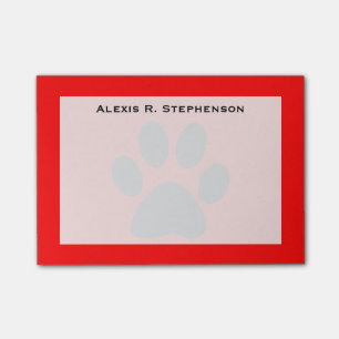 Schwarze Tierpfoten in Monogramm, rot drucken Post-it Klebezettel