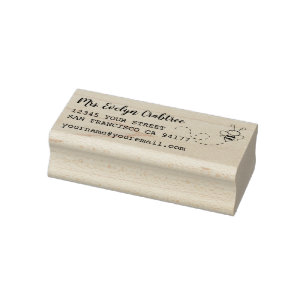 Schwarze Tinte benutzerdefinierter Name Biene Rück Gummistempel
