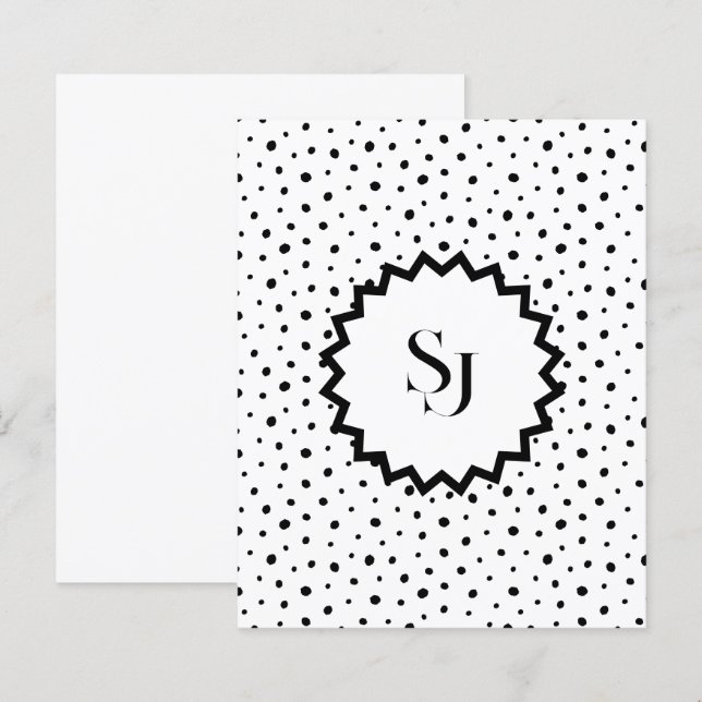 Schwarze Tinte Improvisation Polka Punkte Monogram (Vorne/Hinten)