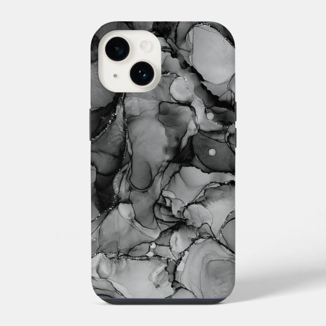 Schwarze Tinte iPhone 14 Hülle (Rückseite)