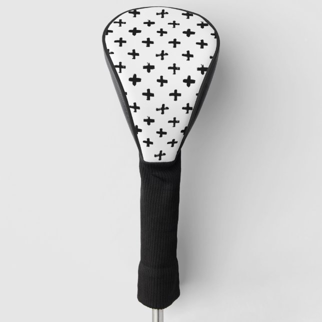 Schwarze Tinte schüren Quermuster Golf Headcover (Vorderseite)