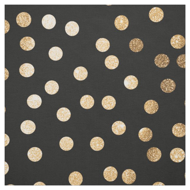 Schwarze Tinte und goldene Stadtpunkte Stoff (Muster)