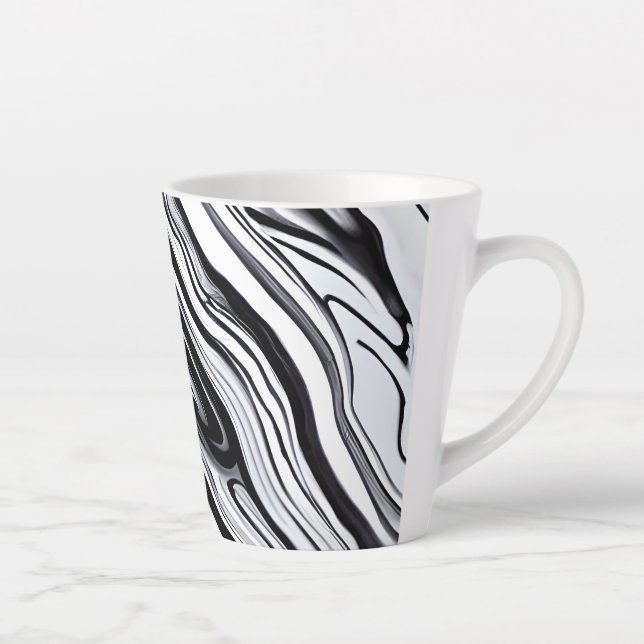 Schwarze Tinte Wirbel - Marmor - Zeitlose Eleganz Milchtasse (Rechts)