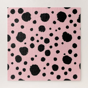 Schwarze Tintenflecken Rosa Polka-Muster
