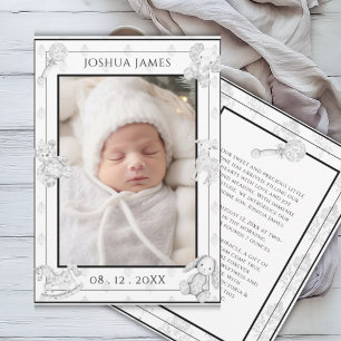 Schwarze Toile Baby Boy Geburtsanzeige Einladung