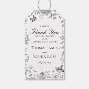 Schwarze Toile De Jouy Florale Hochzeitsfeier Gesc Geschenkanhänger