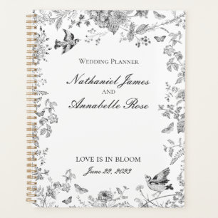 Schwarze Toile De Jouy Vintage Florale Hochzeit Planer