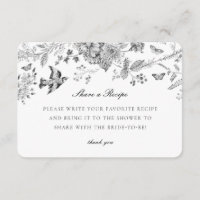 Schwarze Toile Florale Teile-Rezept-Einladung Eins
