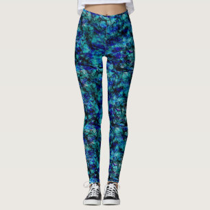 schwarze Tönungsfleck-Leggings des blauen Grüns Leggings