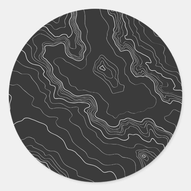 Schwarze Topografie Runder Aufkleber (Vorderseite)