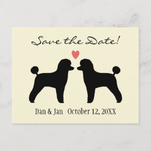 Schwarze Toy-Pudel-Hochzeit Save the Date Ankündigungspostkarte