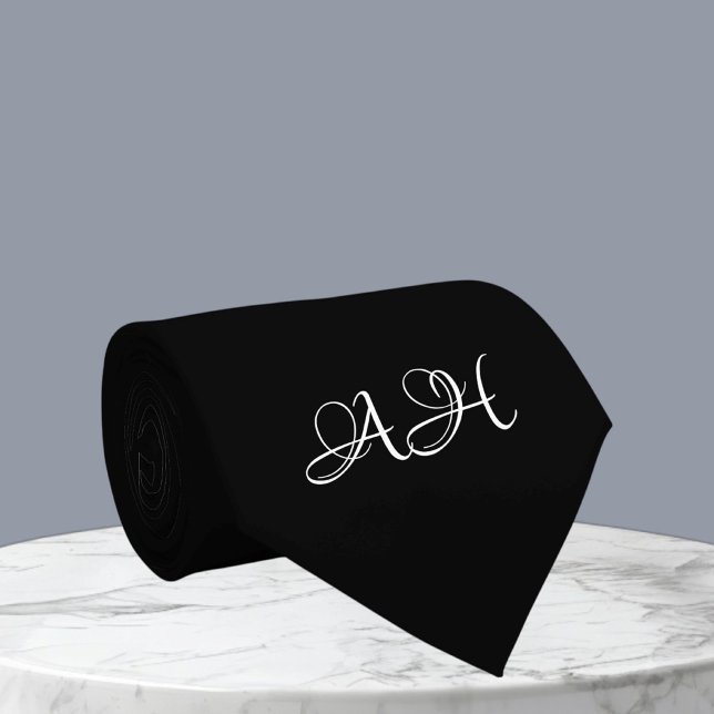 Schwarze Trauzeugen Monogramm Mit Monogramm Krawatte (Von Creator hochgeladen)