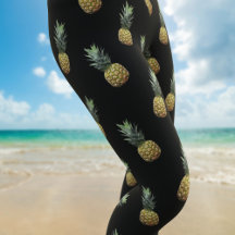 Schwarze tropische Ananas-Muster-Leggings
