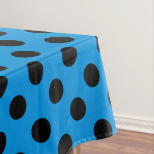 Schwarze Tupfen auf Himmelblau Tischdecke