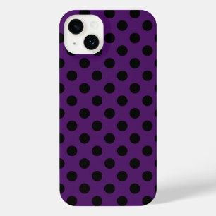 Schwarze Tupfen auf Pflaumenlila iPhone 14 Plus Hülle
