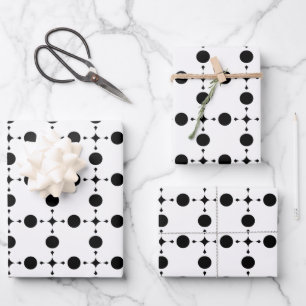 Schwarze Tupfen, Tupfenmuster, Punkte, Gepunktet Geschenkpapier Set